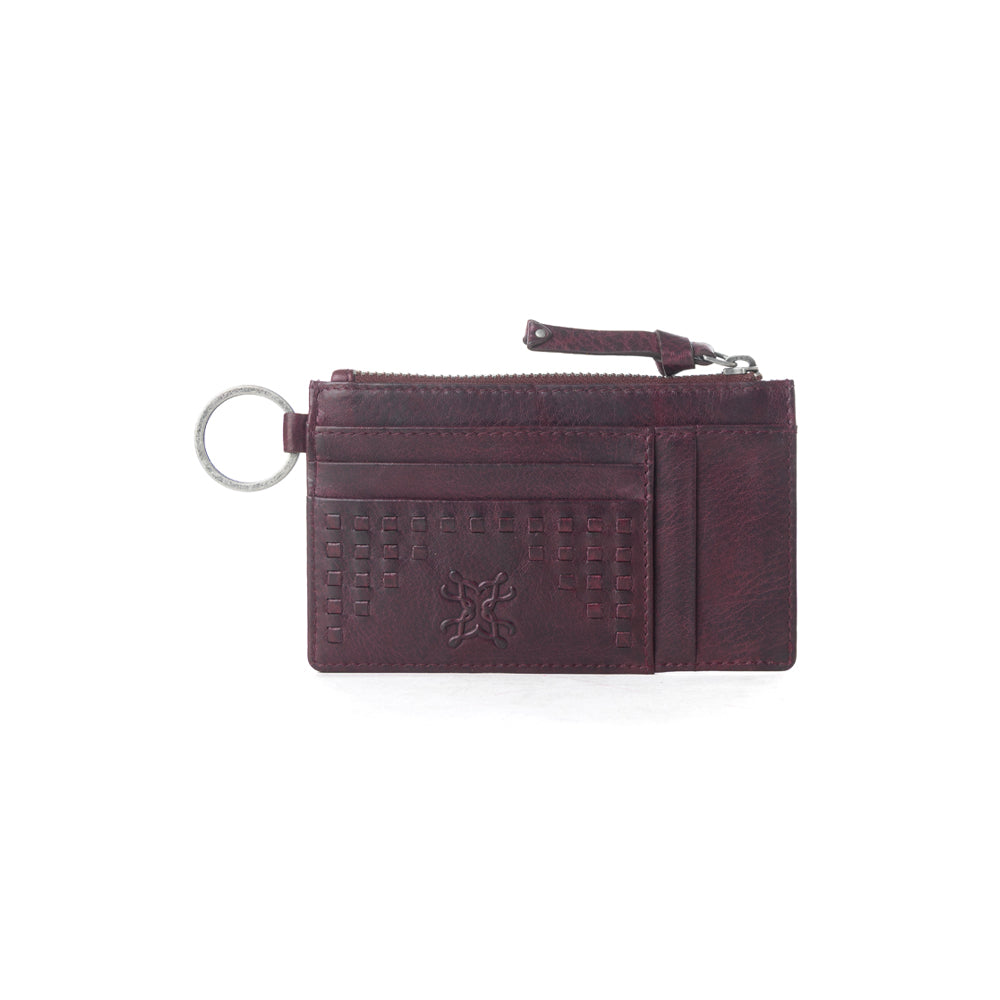 Myra Zidana Vino Braided Veg Tanned Leather Wallet in Noir Rouge Myra USA