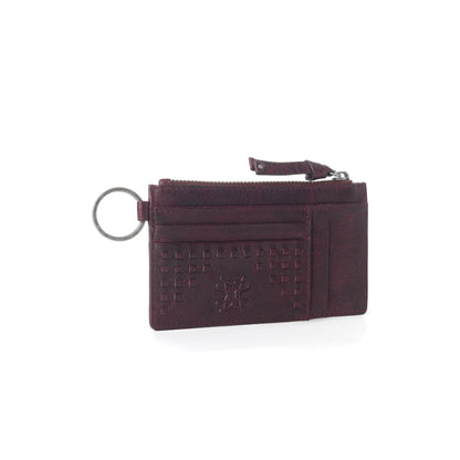 Myra Zidana Vino Braided Veg Tanned Leather Wallet in Noir Rouge Myra USA