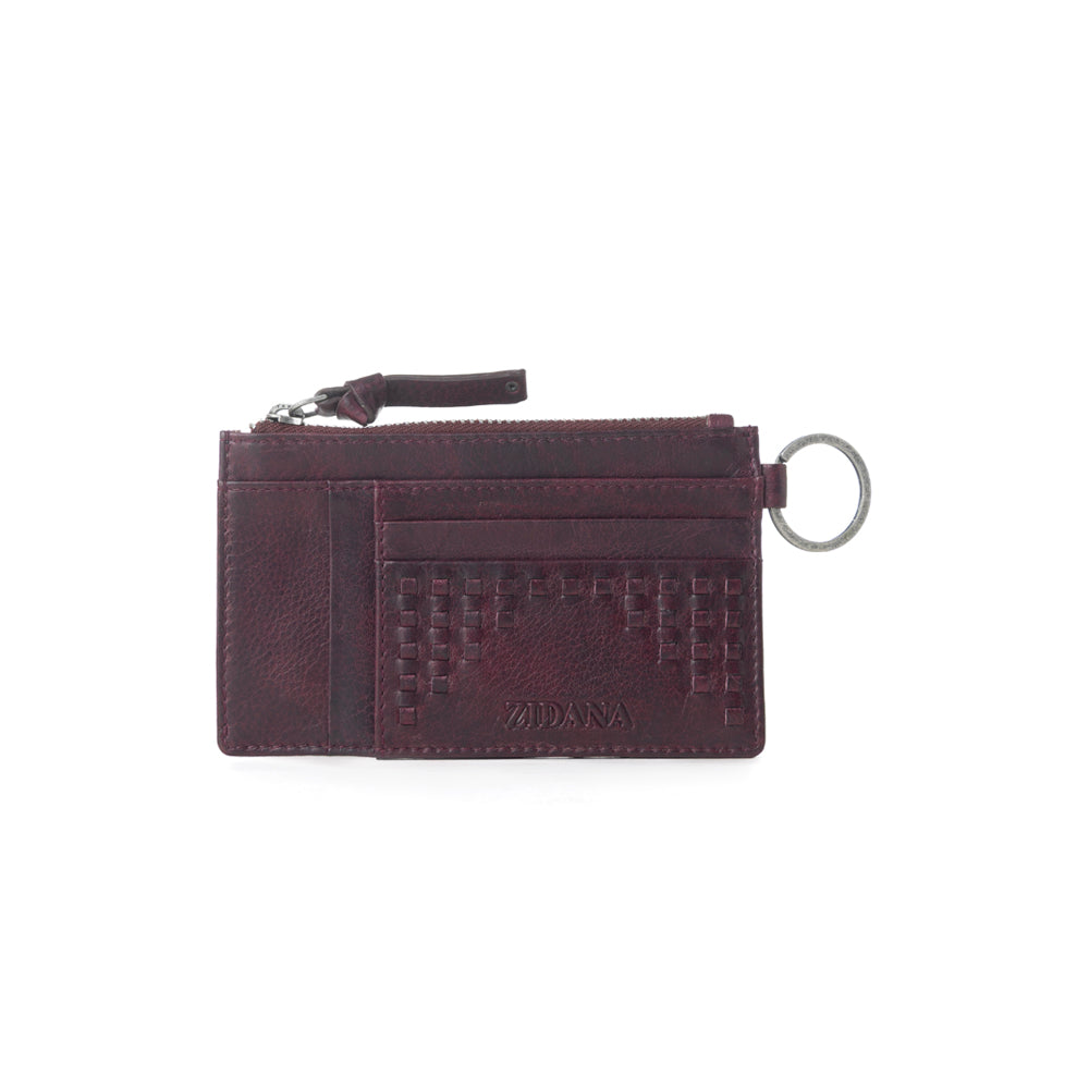 Myra Zidana Vino Braided Veg Tanned Leather Wallet in Noir Rouge Myra USA