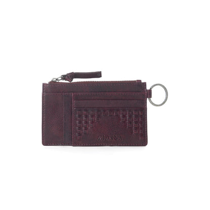 Myra Zidana Vino Braided Veg Tanned Leather Wallet in Noir Rouge Myra USA