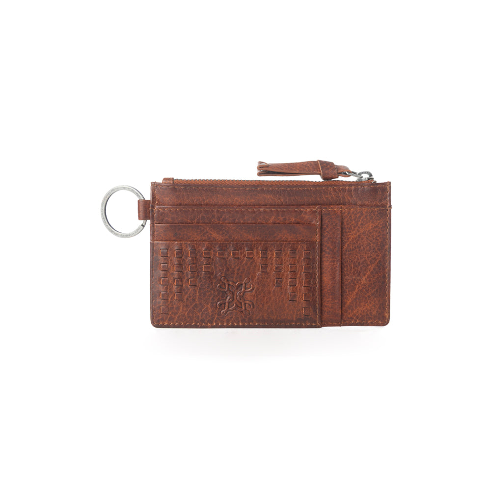 Myra Zidana Vino Braided Veg Tanned Leather Wallet in Chestnut Shine Myra USA