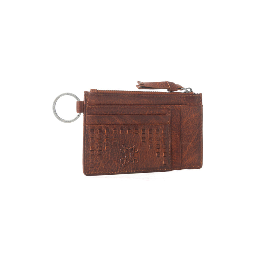 Myra Zidana Vino Braided Veg Tanned Leather Wallet in Chestnut Shine Myra USA