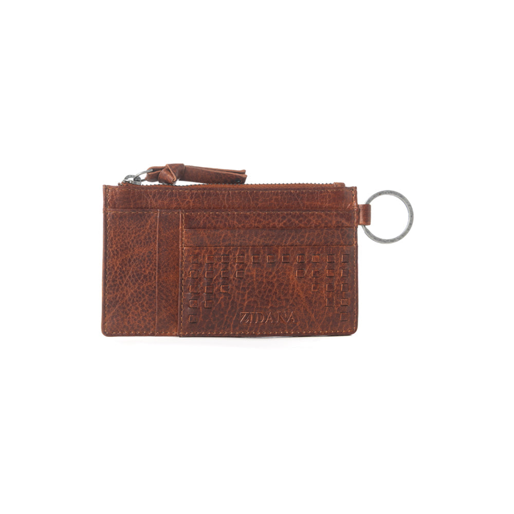 Myra Zidana Vino Braided Veg Tanned Leather Wallet in Chestnut Shine Myra USA