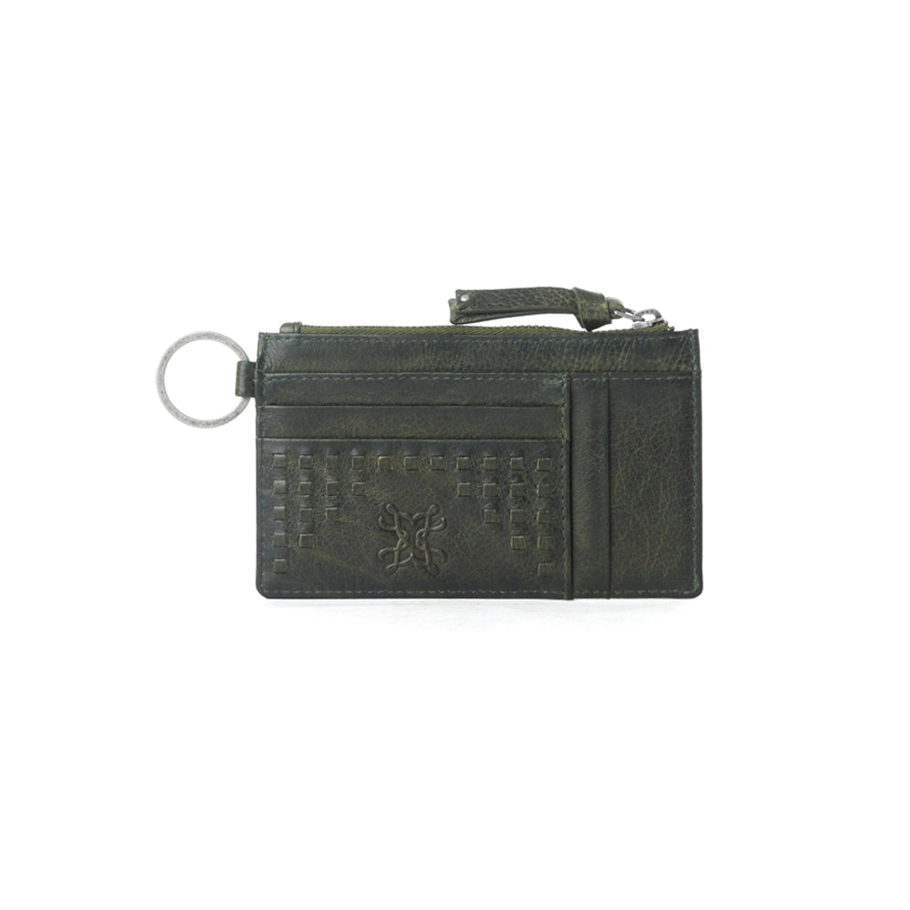 Myra Zidana Vino Braided Veg Tanned Leather Wallet in Moss Noir Myra USA