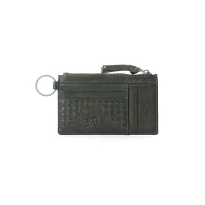 Myra Zidana Vino Braided Veg Tanned Leather Wallet in Moss Noir Myra USA