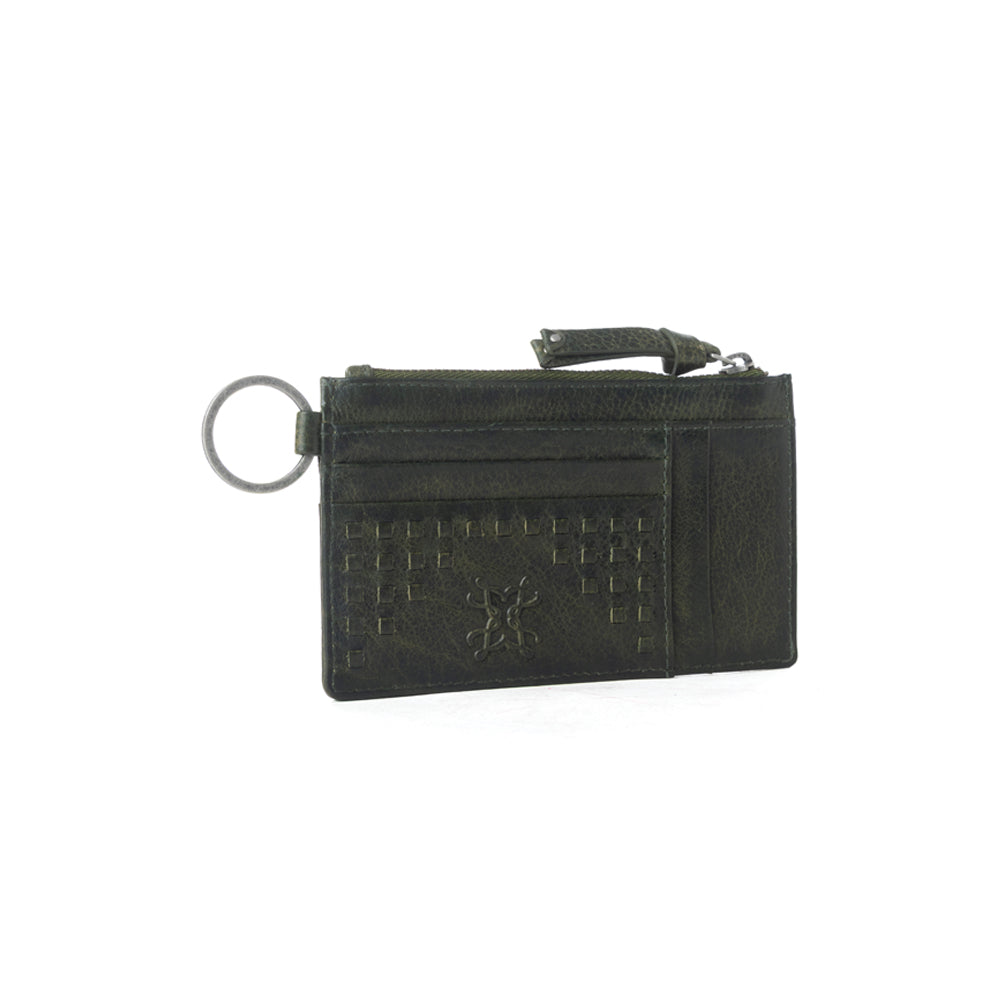 Myra Zidana Vino Braided Veg Tanned Leather Wallet in Moss Noir Myra USA
