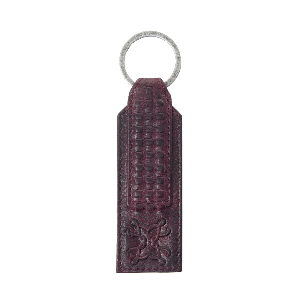 Myra Zidana Ardan Artistry Veg Tanned Leather Keyfob in Raven Maroon Myra USA