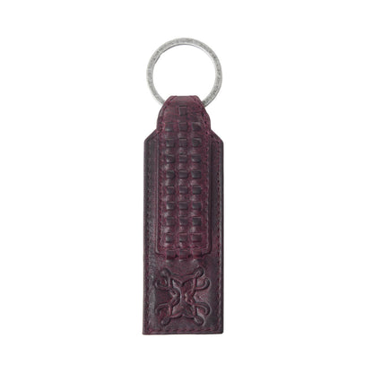 Myra Zidana Ardan Artistry Veg Tanned Leather Keyfob in Raven Maroon Myra USA