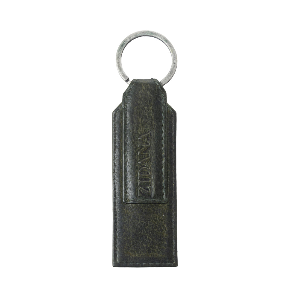 Myra Zidana Ardan Artistry Veg Tanned Leather Keyfob in Sage Shadow Myra USA