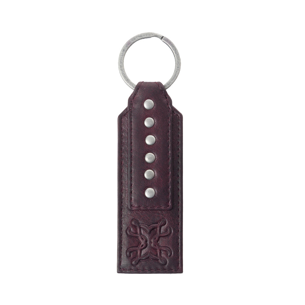 Myra Zidana Highland Studded Veg Tanned Leather Keyfob in Maroon Smoke Myra USA