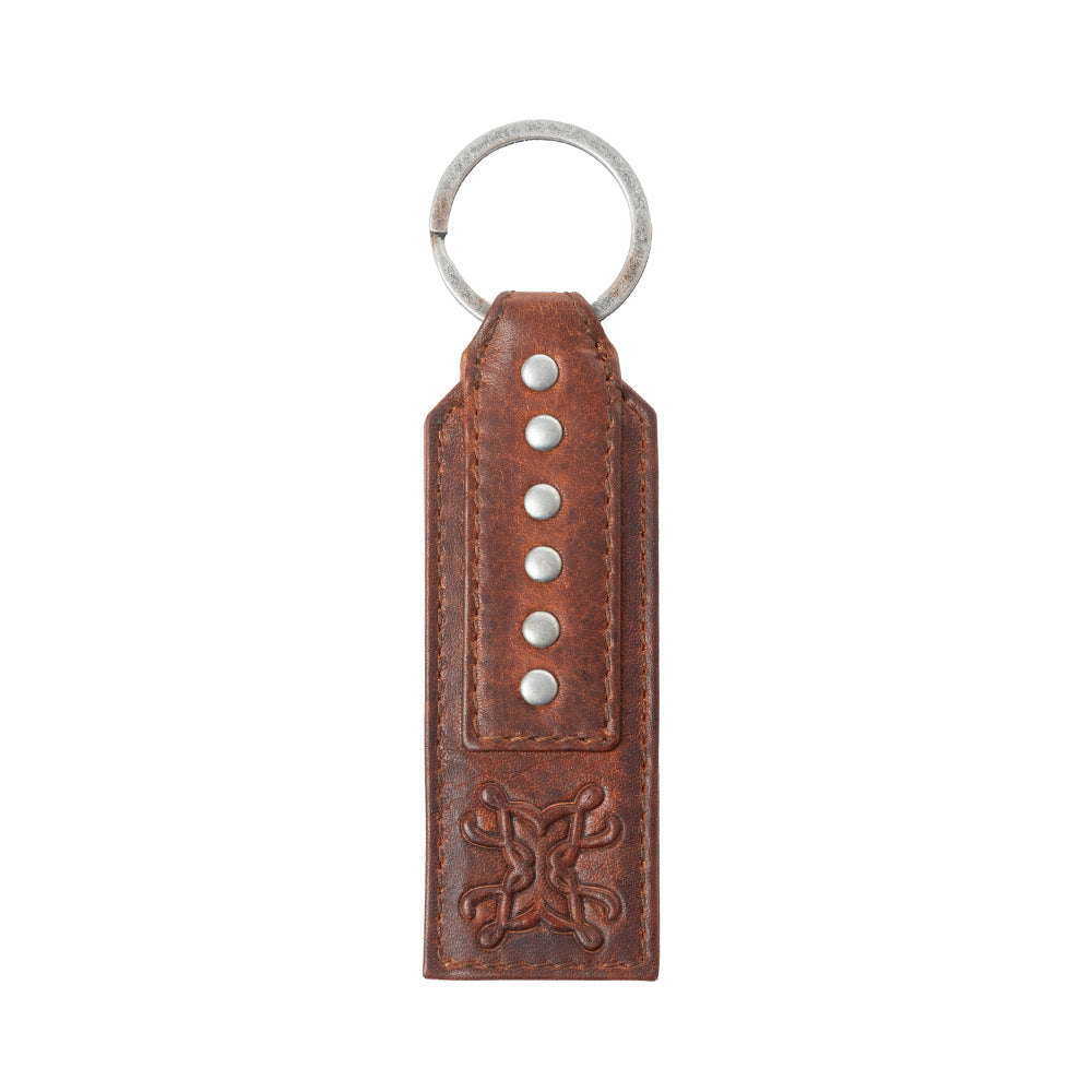 Myra Zidana Highland Studded Veg Tanned Leather Keyfob in Crimson Dust Myra USA