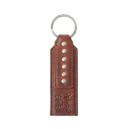 Myra Zidana Highland Studded Veg Tanned Leather Keyfob in Crimson Dust Myra USA