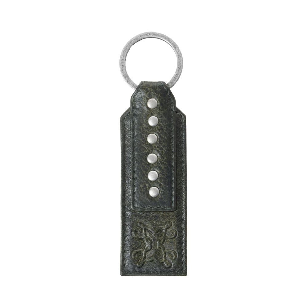 Myra Zidana Highland Studded Veg Tanned Leather Keyfob in Cactus Ash Myra USA
