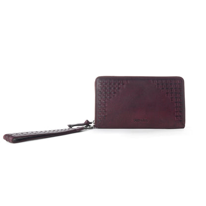 Myra Zidana Elko Braided Veg Tanned Leather Wallet in Merlot Smoke Myra USA