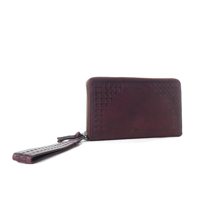 Myra Zidana Elko Braided Veg Tanned Leather Wallet in Merlot Smoke Myra USA