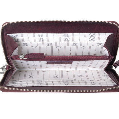 Myra Zidana Elko Braided Veg Tanned Leather Wallet in Merlot Smoke Myra USA