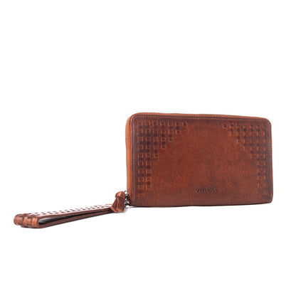 Myra Zidana Elko Braided Veg Tanned Leather Wallet in Auburn Glow Myra USA