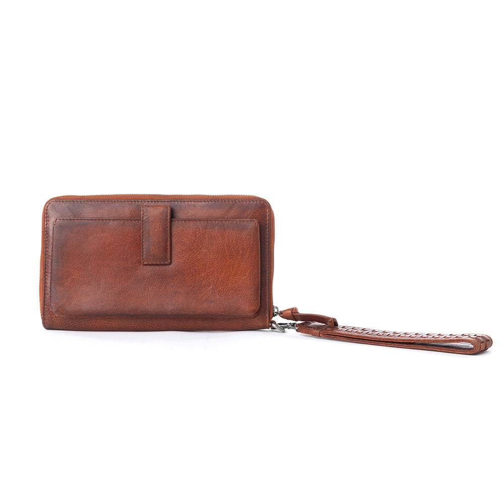 Myra Zidana Elko Braided Veg Tanned Leather Wallet in Auburn Glow Myra USA