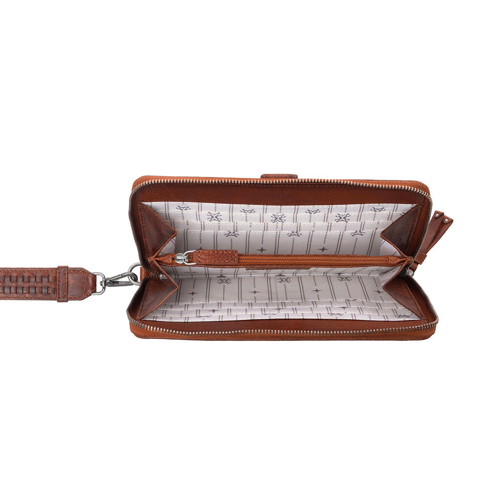 Myra Zidana Elko Braided Veg Tanned Leather Wallet in Auburn Glow Myra USA