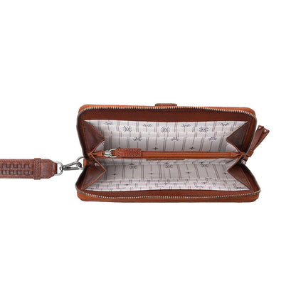 Myra Zidana Elko Braided Veg Tanned Leather Wallet in Auburn Glow Myra USA
