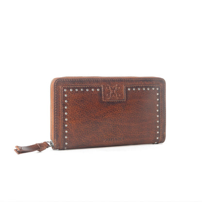 Myra Zidana Astra Studded Veg Tanned Leather Wallet in Ember Red Myra USA
