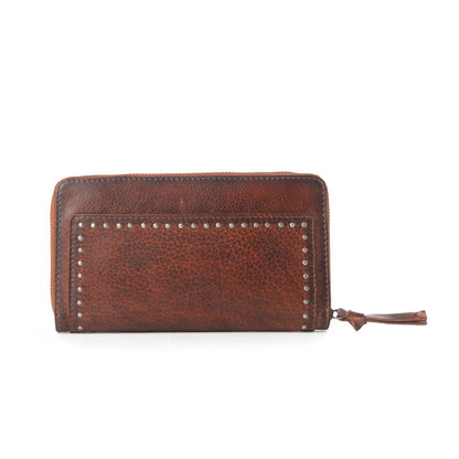 Myra Zidana Astra Studded Veg Tanned Leather Wallet in Ember Red Myra USA
