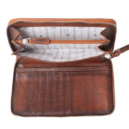 Myra Zidana Astra Studded Veg Tanned Leather Wallet in Ember Red Myra USA