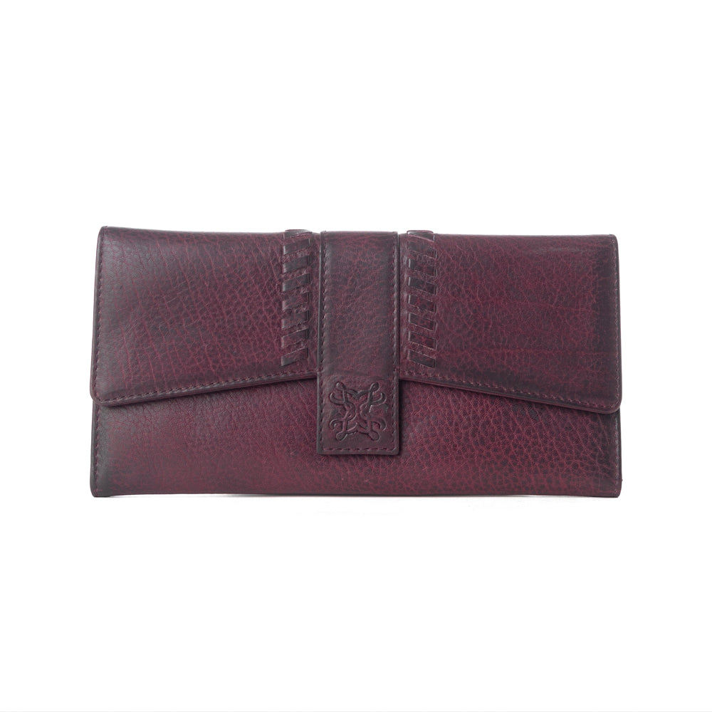 Myra Zidana Santa Fe Woven Veg Tanned Leather Wallet in Twilight Berry Myra USA