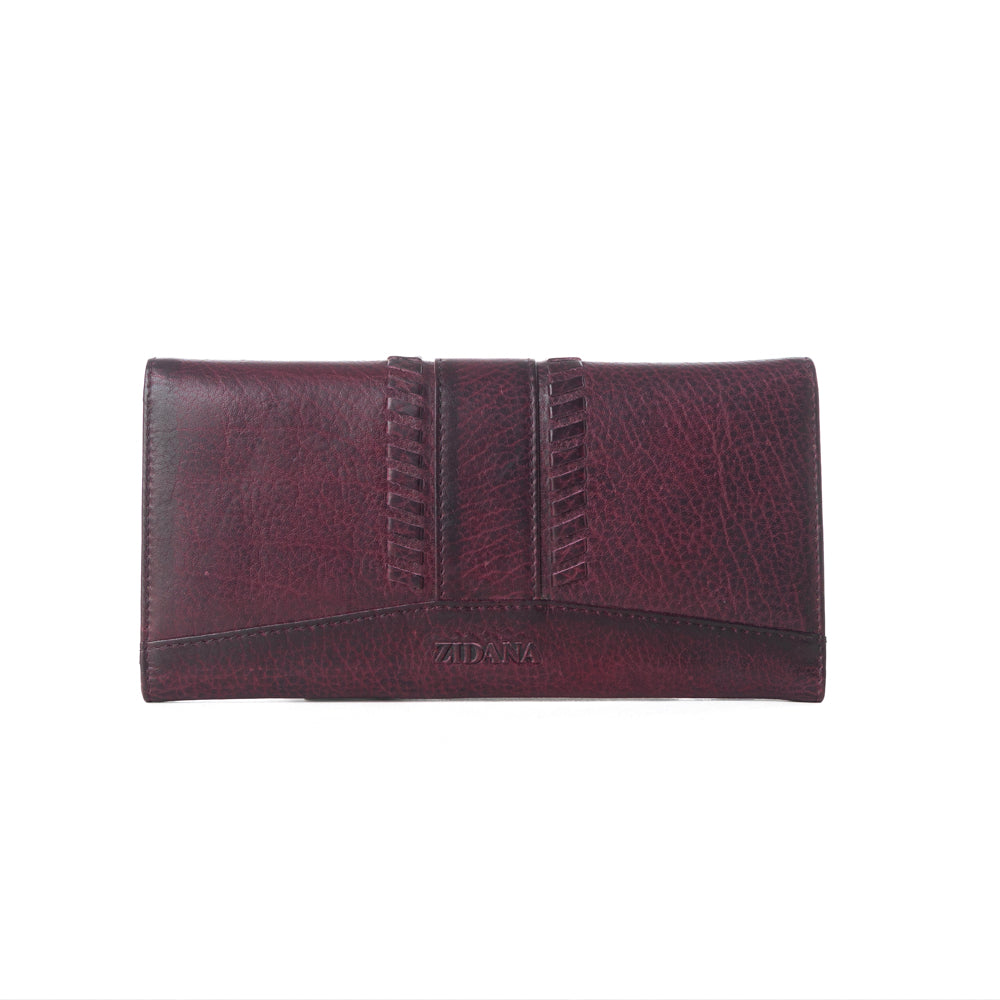 Myra Zidana Santa Fe Woven Veg Tanned Leather Wallet in Twilight Berry Myra USA