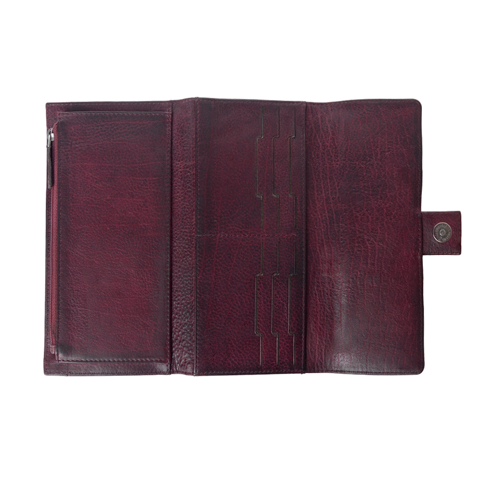 Myra Zidana Santa Fe Woven Veg Tanned Leather Wallet in Twilight Berry Myra USA