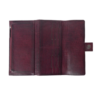 Myra Zidana Santa Fe Woven Veg Tanned Leather Wallet in Twilight Berry Myra USA