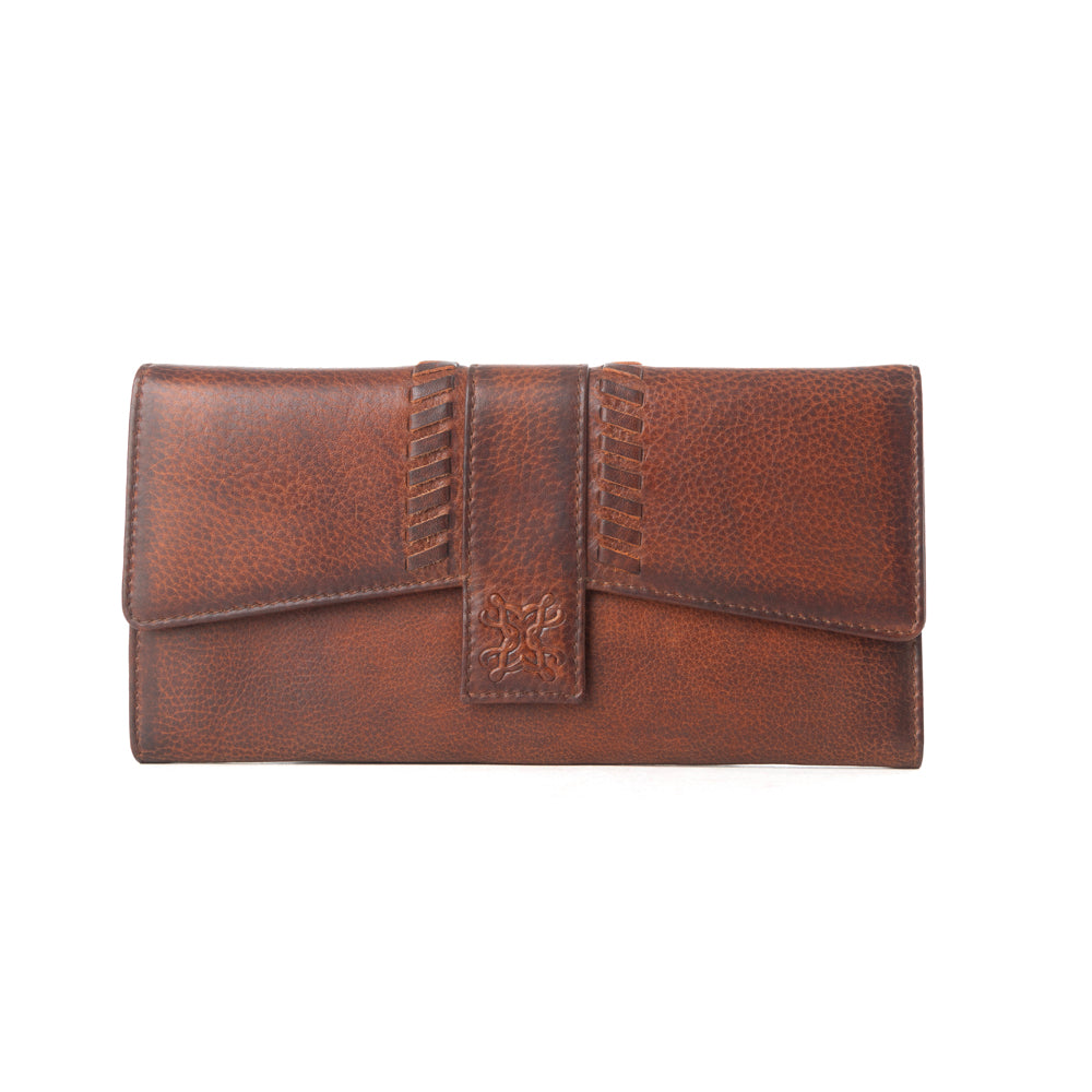 Myra Zidana Santa Fe Woven Veg Tanned Leather Wallet in Dusky Bronze Myra USA