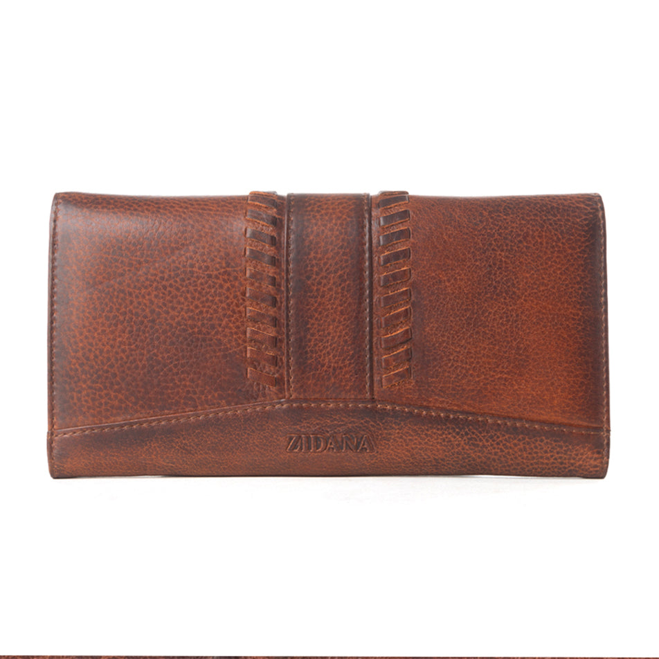 Myra Zidana Santa Fe Woven Veg Tanned Leather Wallet in Dusky Bronze Myra USA