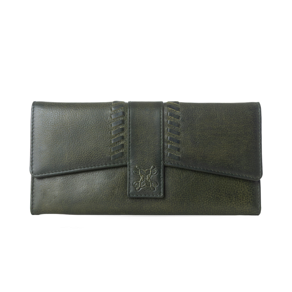 Myra Zidana Santa Fe Woven Veg Tanned Leather Wallet in Luna Green Myra USA