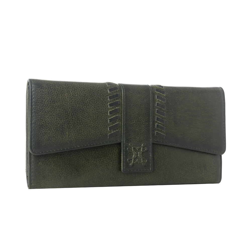 Myra Zidana Santa Fe Woven Veg Tanned Leather Wallet in Luna Green Myra USA