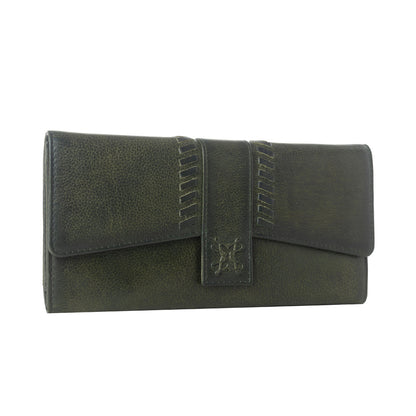 Myra Zidana Santa Fe Woven Veg Tanned Leather Wallet in Luna Green Myra USA