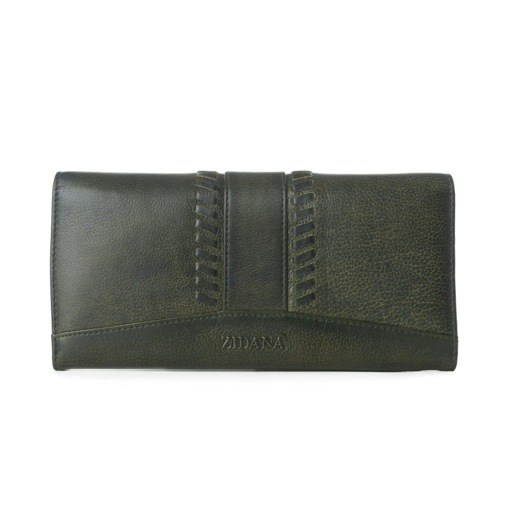 Myra Zidana Santa Fe Woven Veg Tanned Leather Wallet in Luna Green Myra USA