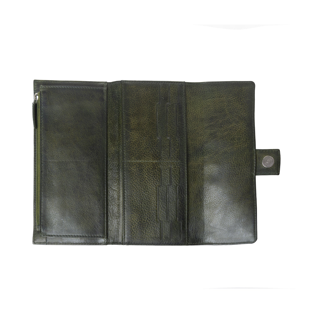 Myra Zidana Santa Fe Woven Veg Tanned Leather Wallet in Luna Green Myra USA