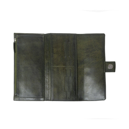Myra Zidana Santa Fe Woven Veg Tanned Leather Wallet in Luna Green Myra USA