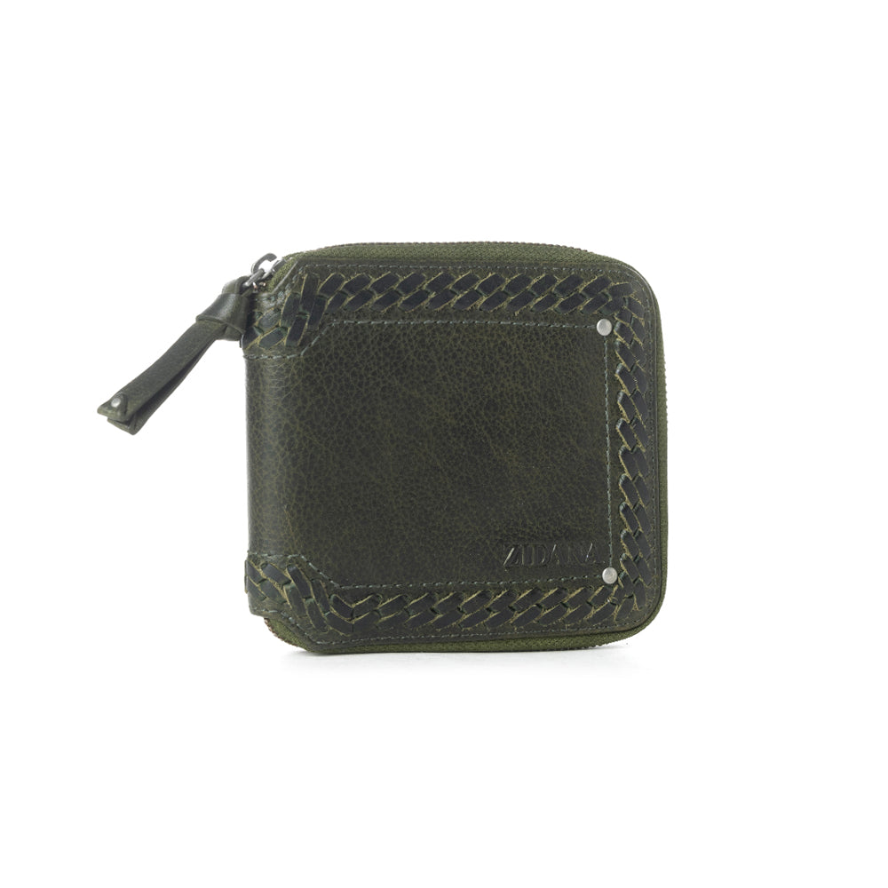 Myra Zidana Dante Men's Veg Tanned Leather Wallet in Army Ivy Myra USA