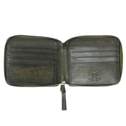 Myra Zidana Dante Men's Veg Tanned Leather Wallet in Army Ivy Myra USA
