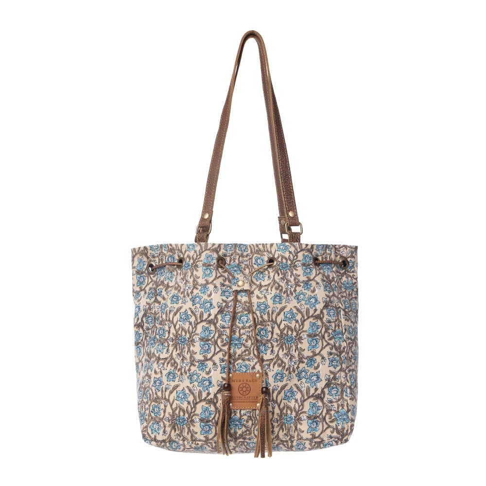 Myra Southern Bloom Cotton & Leather Bucket Bag in Oasis Cream Myra USA