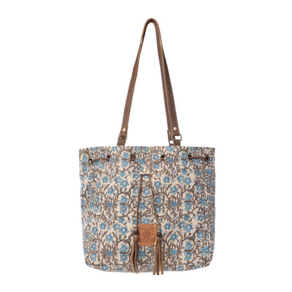 Myra Southern Bloom Cotton & Leather Bucket Bag in Oasis Cream Myra USA