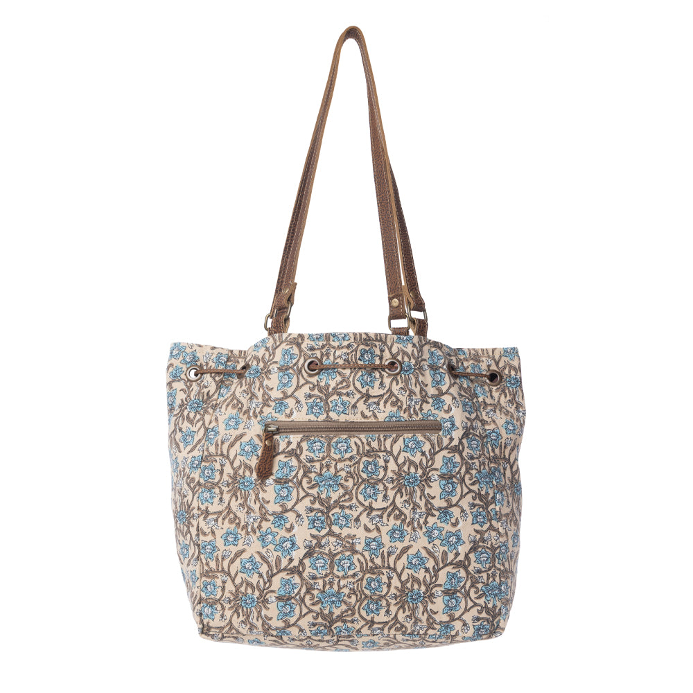 Myra Southern Bloom Cotton & Leather Bucket Bag in Oasis Cream Myra USA