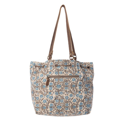 Myra Southern Bloom Cotton & Leather Bucket Bag in Oasis Cream Myra USA