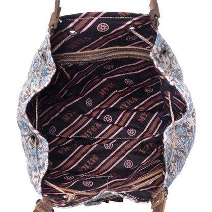 Myra Southern Bloom Cotton & Leather Bucket Bag in Oasis Cream Myra USA
