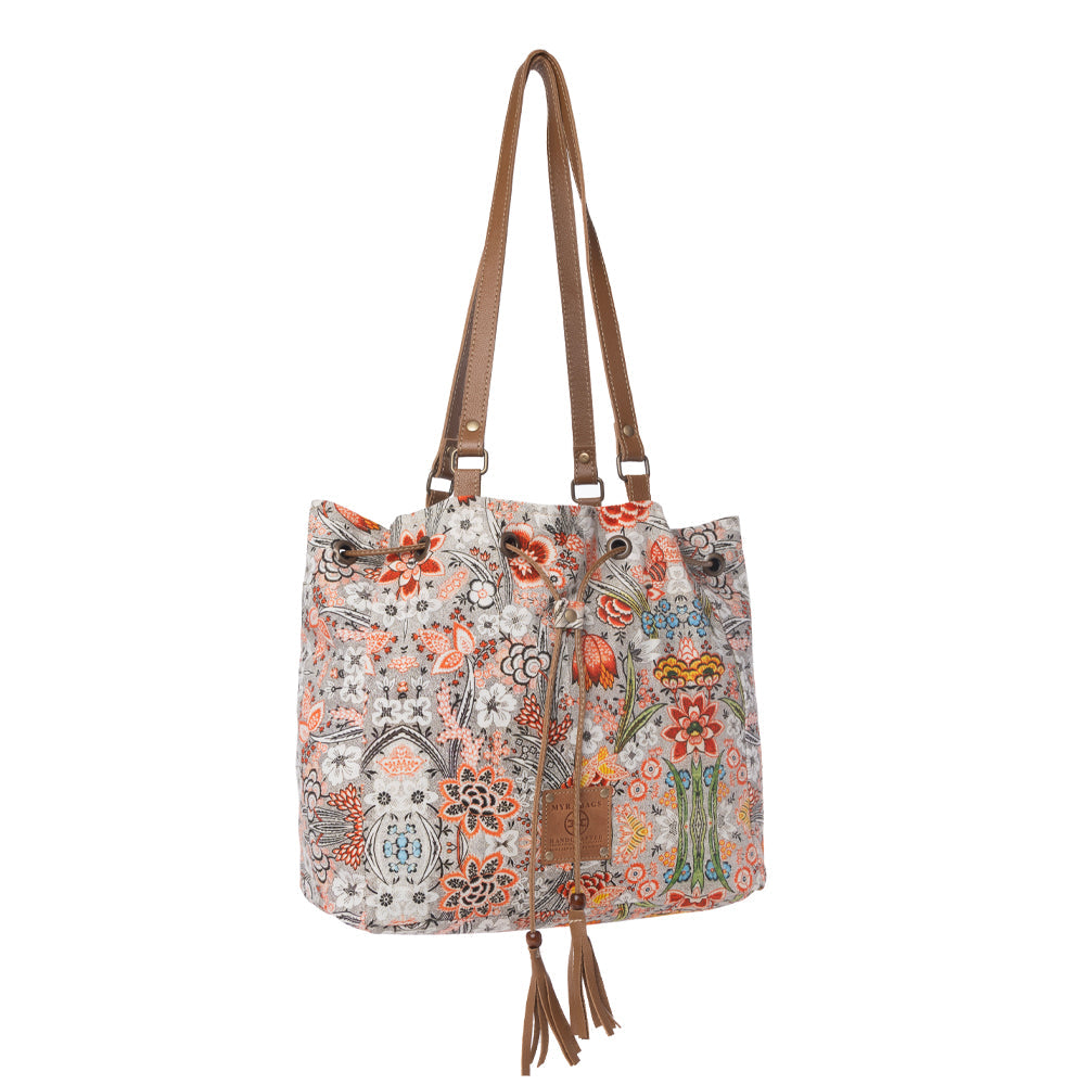 Myra Southern Bloom Cotton & Leather Bucket Bag in Clay Blossom Myra USA