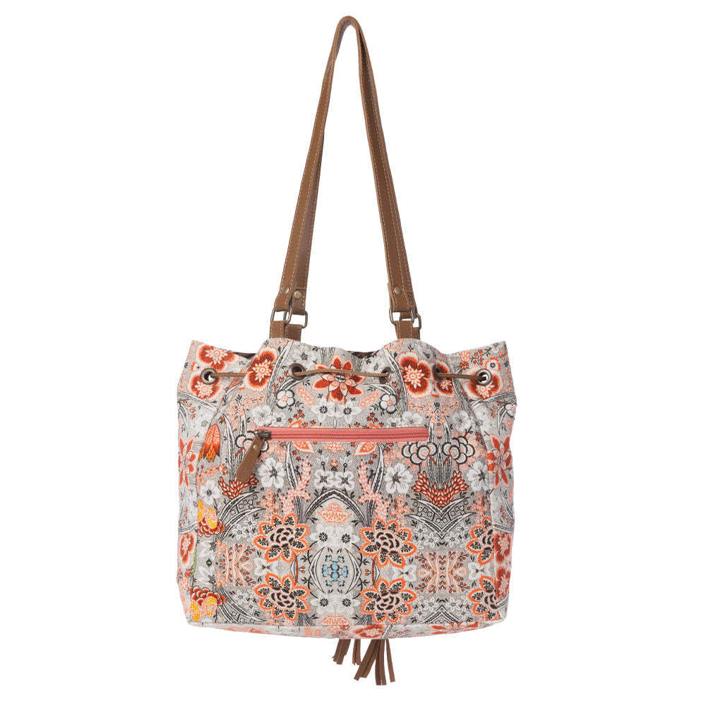 Myra Southern Bloom Cotton & Leather Bucket Bag in Clay Blossom Myra USA