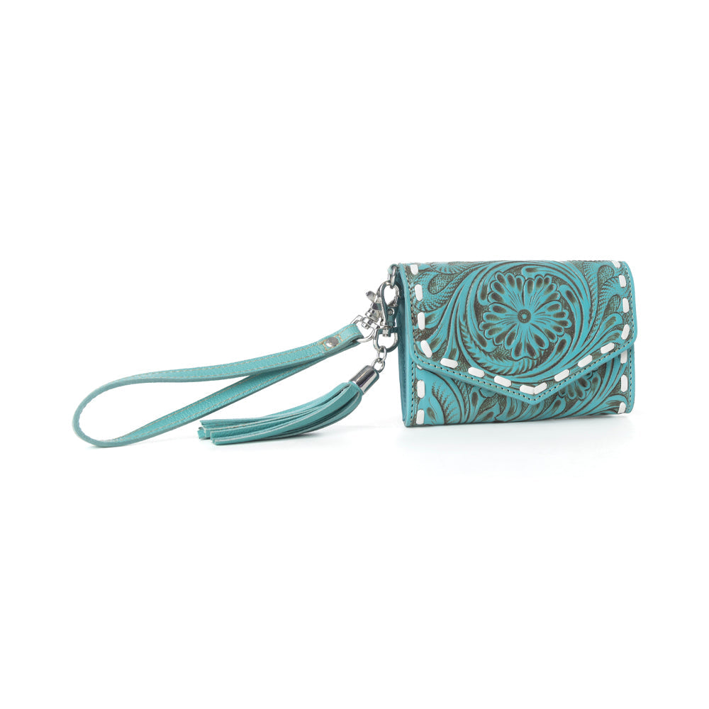 Myra Elise Handtooled Leather Wallet in Lagoon Trail Myra USA