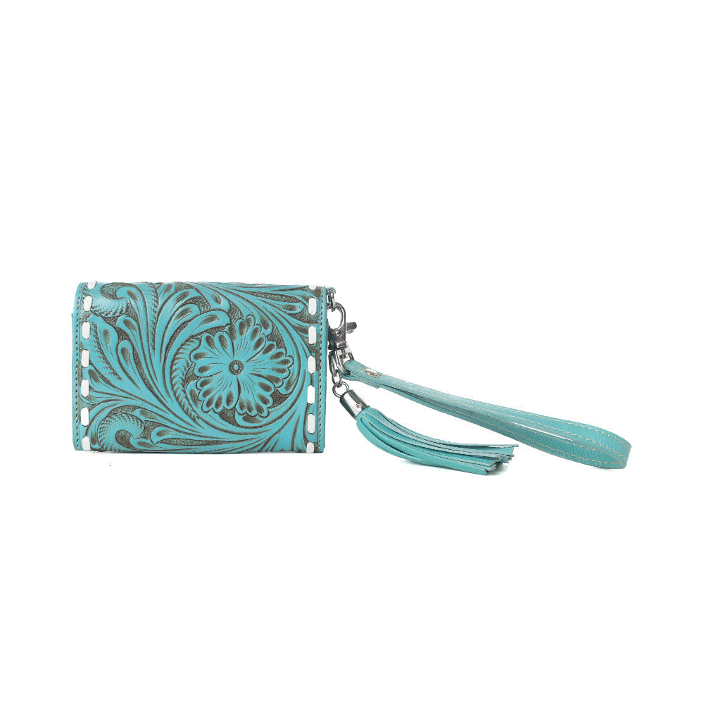 Myra Elise Handtooled Leather Wallet in Lagoon Trail Myra USA